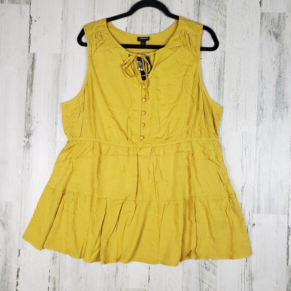 NWT Torrid Mustard Yellow Textured Tiered Tank Top - Picture 1 of 10